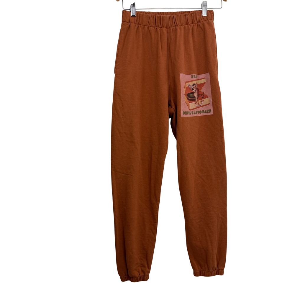 Boys Lie Sweatpants Womens Small Orange Play Devils Advocate Graphic Joggers